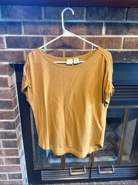 Joie Mustard Short-Sleeve Scoop-Neck Top
